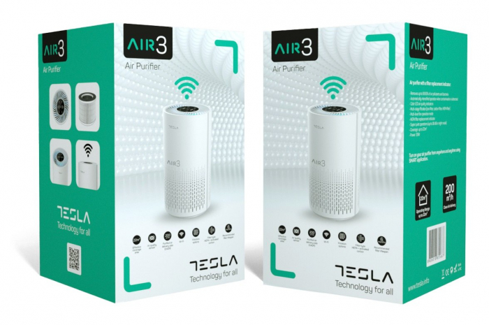 Purificator Tesla Air3, CADR 200 m3/h, Senzor calitate aer, WiFi, Timer, Filtru HEPA, Alb [10]