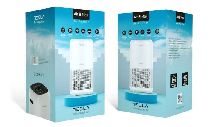 Purificator Tesla Air6 MAX, CADR 400 m3/h, Wi-Fi, Senzor calitate aer, Sleep Mode, Timer, Filtru HEPA+Carbon Activ+Catalyst, Lumina UV-C, Alb [8]