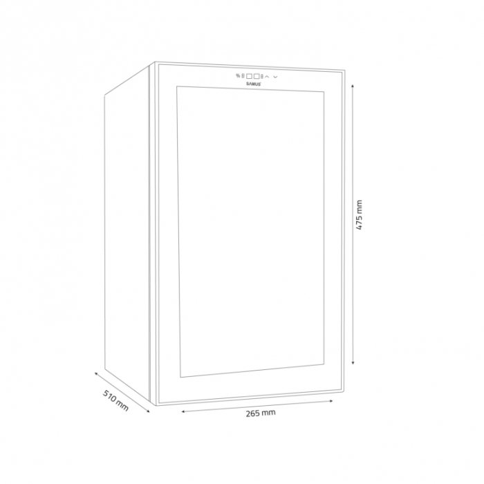 Racitor vinuri Samus SRV25CR8, 21 litri, clasa E, racire termoelectrica, iluminare interioara LED, control tactil cu afisaj electronic, 47.5 x 26.5 x 51 cm [4]