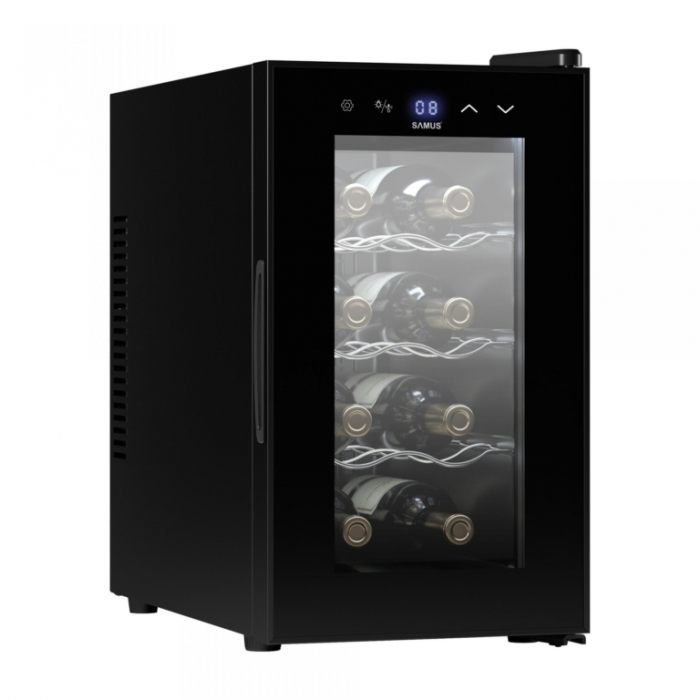 Racitor vinuri Samus SRV25CR8, 21 litri, clasa E, racire termoelectrica, iluminare interioara LED, control tactil cu afisaj electronic, 47.5 x 26.5 x 51 cm [1]