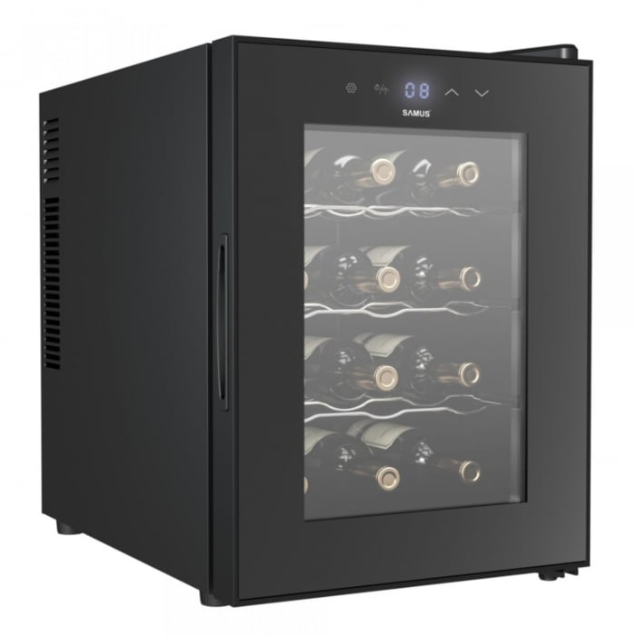 Racitor vinuri Samus SRV36CR12, 33 litri, clasa F, racire termoelectrica, iluminare interioara LED, control tactil cu afisaj electronic, 48 x 34.5 x 51 cm [1]
