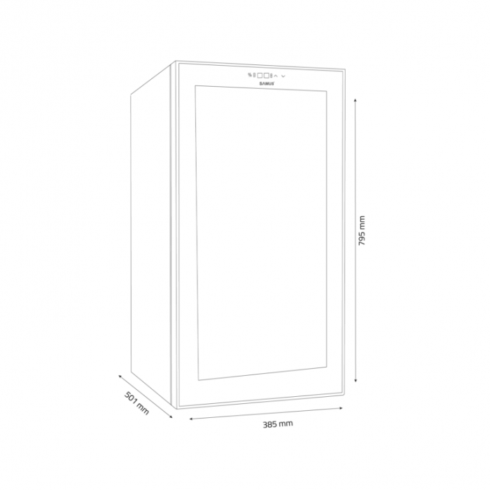 Racitor vinuri Samus SRV55CRC, clasa G, termostat reglabil, racire cu compresor, iluminare interioara LED, control tactil cu afisaj electronic, 77 x 34.5 x 45 cm [3]