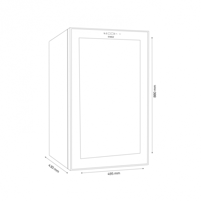 Racitor vinuri Samus SRV98LMCD, 88 litri,  clasa G, 2 zone de racire, termostat reglabil, racire cu compresor, iluminare interioara LED, control tactil cu afisaj electronic, 88 x 53.5 x 46.5 cm [5]