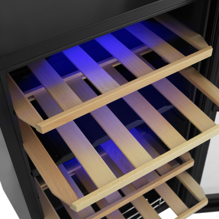 Racitor vinuri Samus SRV98LMCD, 88 litri,  clasa G, 2 zone de racire, termostat reglabil, racire cu compresor, iluminare interioara LED, control tactil cu afisaj electronic, 88 x 53.5 x 46.5 cm [3]