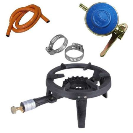 Pachet Pirostrie-arzator rotund din fonta 33 cm + 2M Furtun butelie + 2 Coliere furtun + 1 Ceas butelie [2]