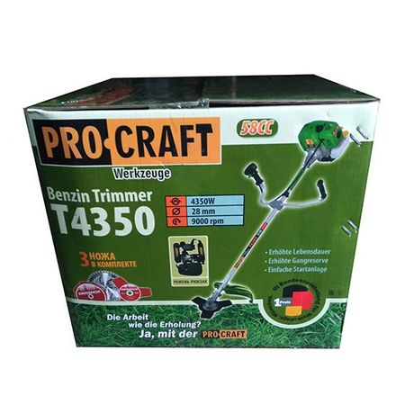 PACHET Motocositoare PROCRAFT 4350, putere 6 CP, 9000 rot/min, 58CC, 5 accesorii, 4 moduri de taiere, Motocoasa Profesionala + Tambur cu lant, GF-1679 [8]