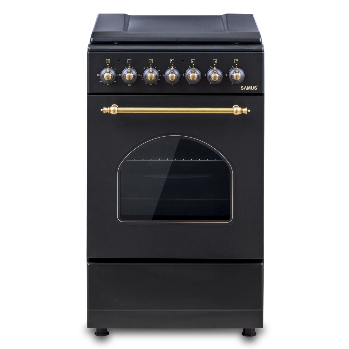 Resigilat - Aragaz Rustic Samus SR550EL3B1 – 3 Arzătoare pe Gaz + 1 Electric, + Diuze GPL, Cuptor Electric 48L, Clasa Energetică A, Negru [8]