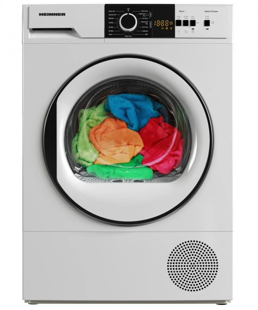 Resigilat - Uscator de rufe Heinner HHPD-V7T1CHA++, Pompa de caldura, 7 kg, 15 programe, Clasa A++, Display LED, Lumina cuva, Blocare acces copii, Alb [2]