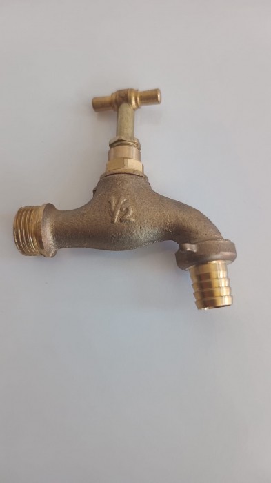 Robinet cu sertar de apa din alama, galben, cu adaptor furtun, diametru, 1/2 toli (14 mm), Micul Fermier GF-1273 [2]