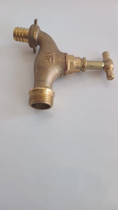 Robinet cu sertar de apa din alama, galben, cu adaptor furtun, diametru, 1/2 toli (14 mm), Micul Fermier GF-1273 [3]