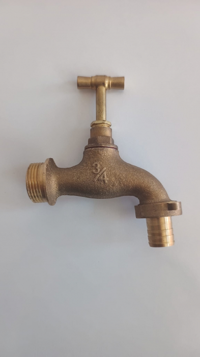 Robinet cu sertar de apa din alama, galben, cu adaptor furtun, diametru 3/4", Micul Fermier GF-1274 [2]