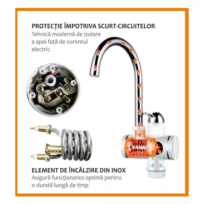 Robinet Electric Albatros Premium – Putere 3000W, Temperatură Reglabilă 30–60°C, Afișaj Temperatură, Rezistență Inox, Conductă Cupru, Debit 2–2.5 L/min, Presiune 0.04–0.6 MPa, Protecție ELCB, Instalar [2]