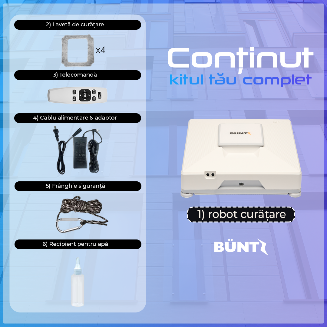 Robot automat pentru spalat geamuri Buntz WindowGlow BRC-J2– Putere de 72W, 2500Pa, sistem anti-urme și control inteligent, Alb [2]