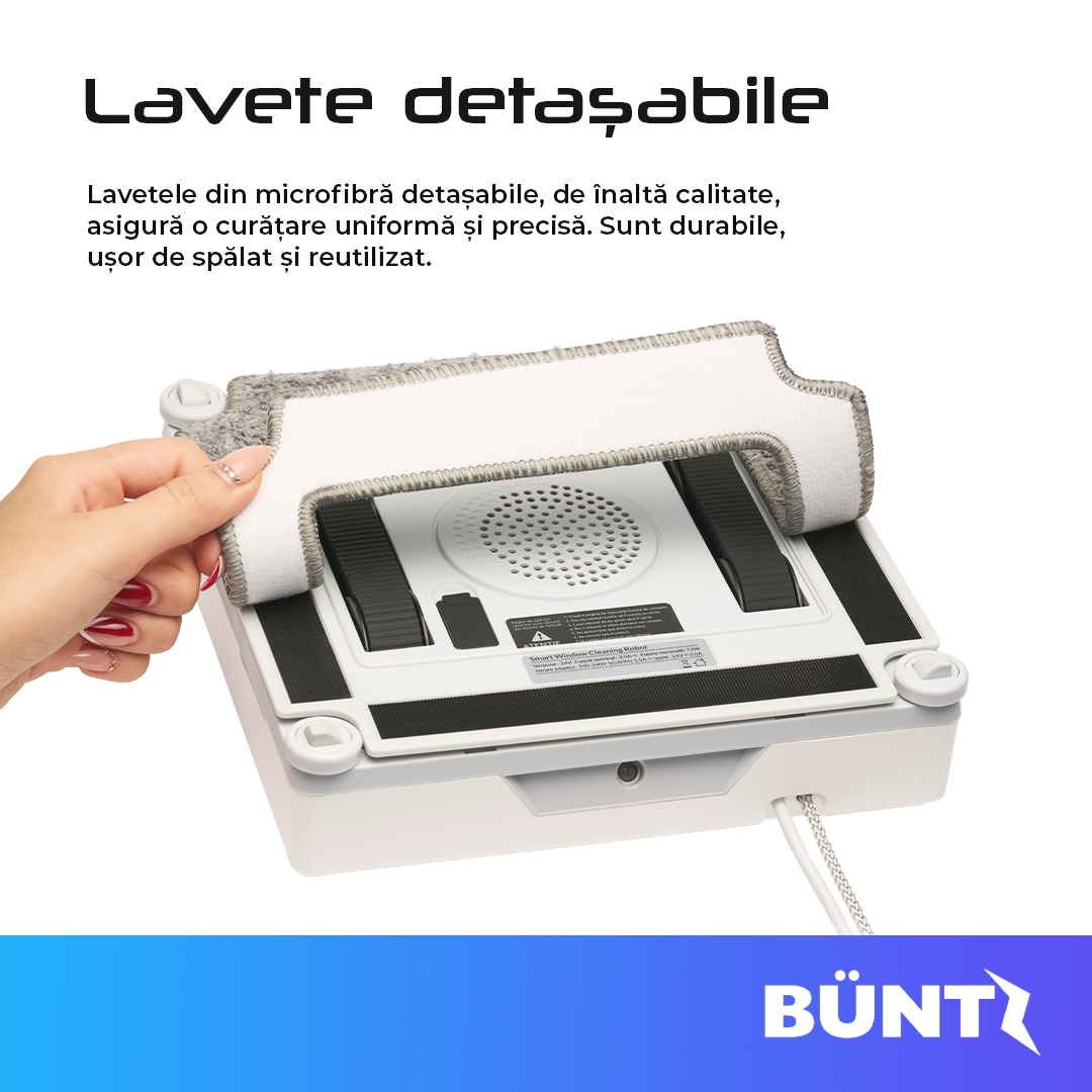 Robot automat pentru spalat geamuri Buntz WindowGlow BRC-J2– Putere de 72W, 2500Pa, sistem anti-urme și control inteligent, Alb [6]
