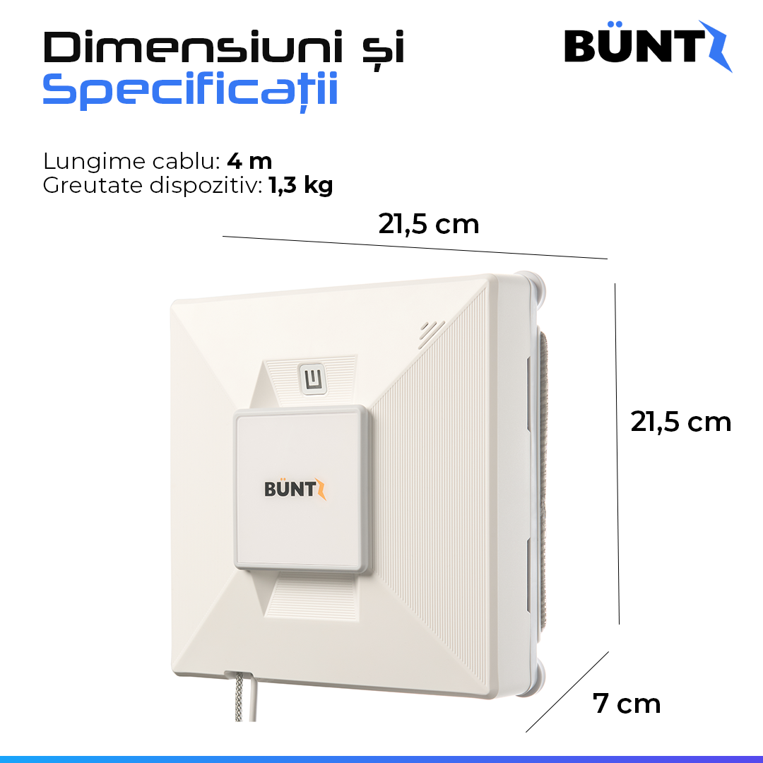 Robot automat pentru spalat geamuri Buntz WindowGlow BRC-J2– Putere de 72W, 2500Pa, sistem anti-urme și control inteligent, Alb [3]
