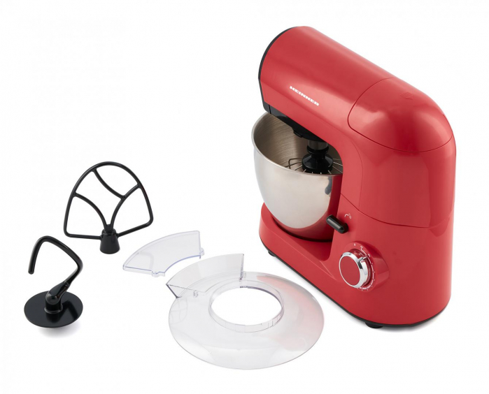 Robot de bucatarie Heinner ExpressRobot HPM-L1200RD, 1200W, angrenaje metalice, bol inox 4.5L, 6 viteze + Pulse, tel din inox, paleta si carlig din aluminiu turnat, accesorii incluse: masina de tocat [3]