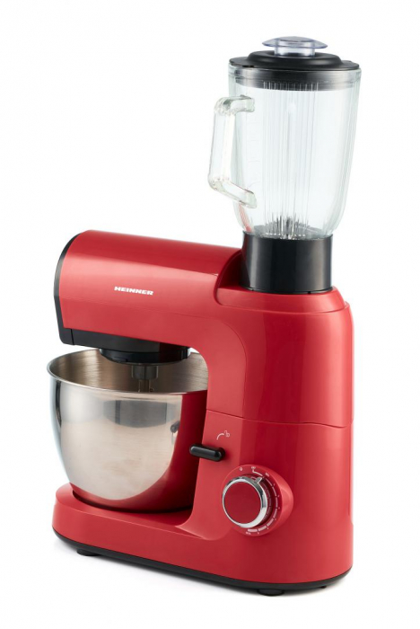 Robot de bucatarie Heinner ExpressRobot HPM-L1200RD, 1200W, angrenaje metalice, bol inox 4.5L, 6 viteze + Pulse, tel din inox, paleta si carlig din aluminiu turnat, accesorii incluse: masina de tocat [7]