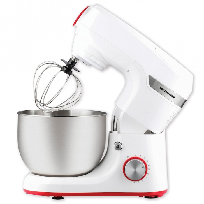 Robot de bucatarie Heinner HPM-1000WH, 1000W, accesoriu masina de tocat si blender, bol 5.5 L, 10 viteze + pulse, Alb [4]