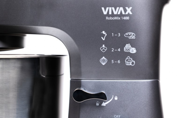 Robot de bucatarie Vivax RM-61400SX, 1400W, capacitate 6L, 6 trepte de viteza, functia Pulse, 3 accesorii detasabile, gri/argintiu [8]