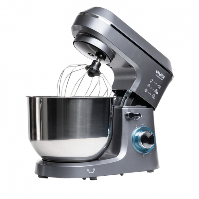 Robot de bucatarie Vivax RM-61400SX, 1400W, capacitate 6L, 6 trepte de viteza, functia Pulse, 3 accesorii detasabile, gri/argintiu [1]