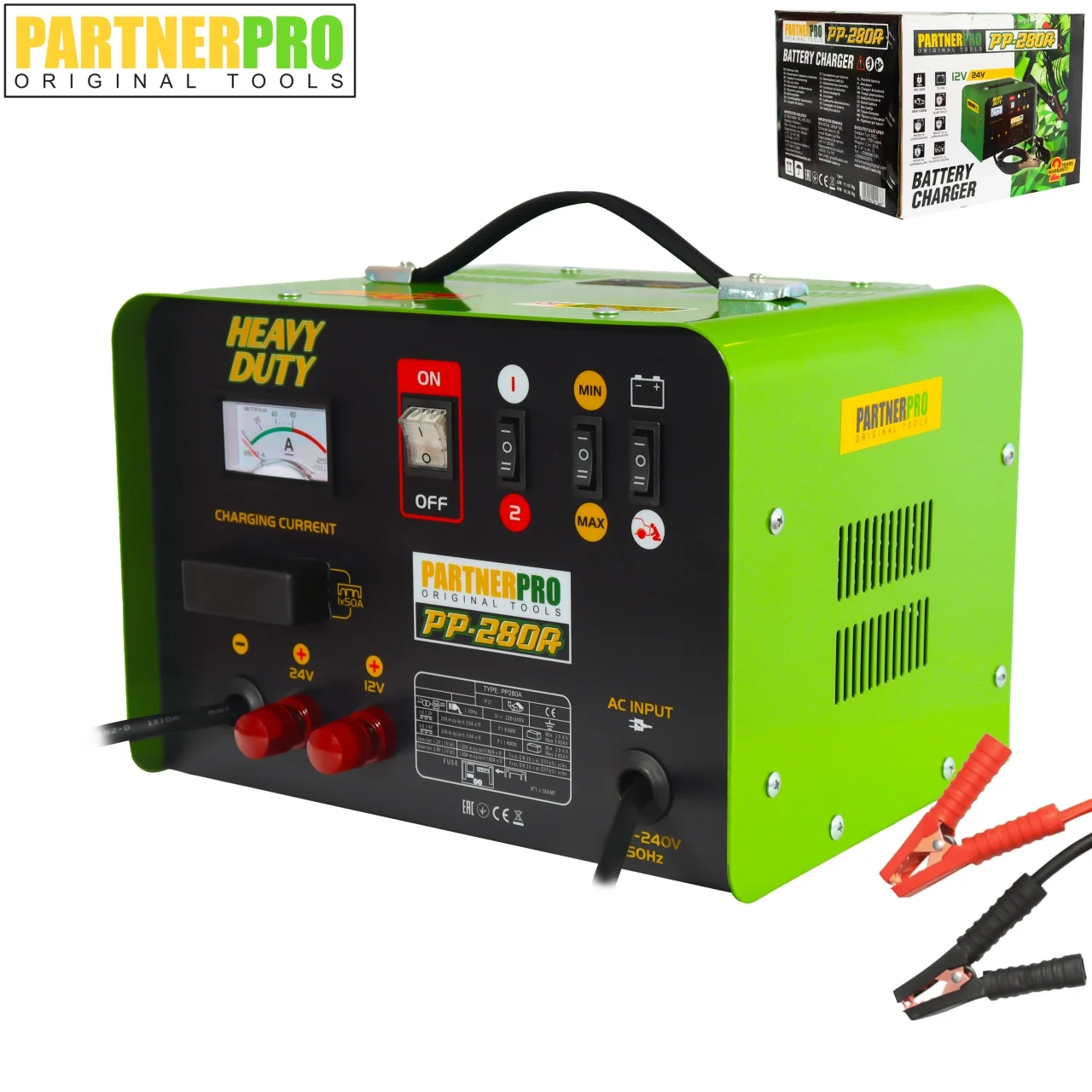 Robot de pornire auto PARTNERPRO PP-280A, 12/24 V, 280 A / 1000W [3]