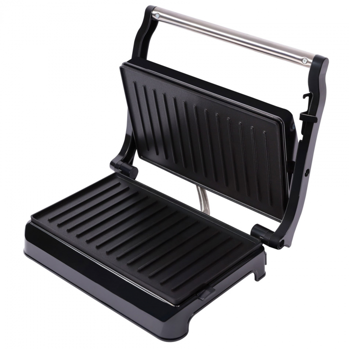 Sandwich maker, grill electric Tesla GR100BX, 700 W, placi neaderente tip grill 23x14.5 cm, maner termorezistent cromat, negru/inox [7]