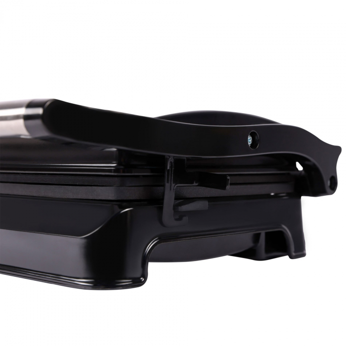 Sandwich maker, grill electric Tesla GR100BX, 700 W, placi neaderente tip grill 23x14.5 cm, maner termorezistent cromat, negru/inox [3]