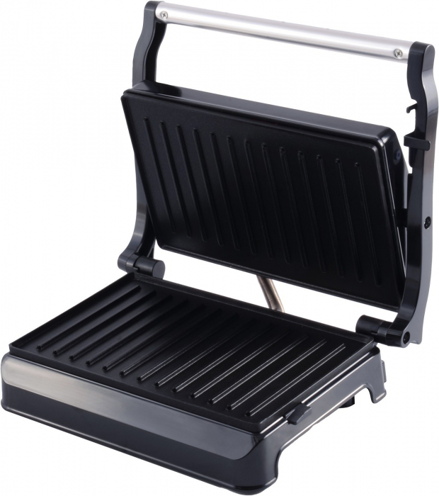 Sandwich maker, grill electric Tesla GR100BX, 700 W, placi neaderente tip grill 23x14.5 cm, maner termorezistent cromat, negru/inox [2]