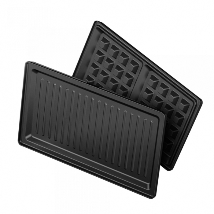 Sandwich maker, Samus SDG-800X,  placi antiaderente tip grill/vafe, indicator LED, maner termorezistent, carlig de inchidere, Inox/Negru [4]