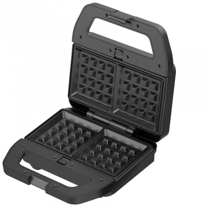 Sandwich maker, Samus SDG-800X,  placi antiaderente tip grill/vafe, indicator LED, maner termorezistent, carlig de inchidere, Inox/Negru [3]