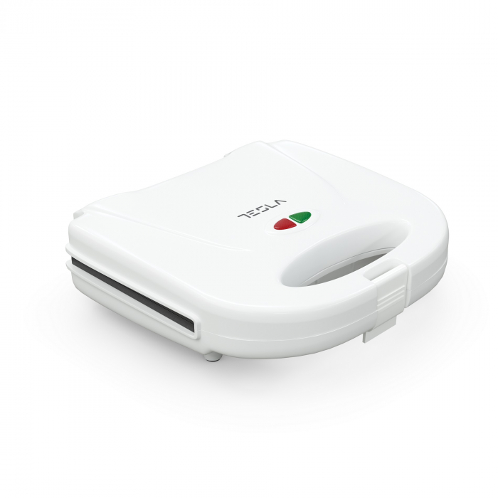 Sandwich-maker Tesla SM100W, 750W, placi antiaderente, indicator luminos, Alb [2]
