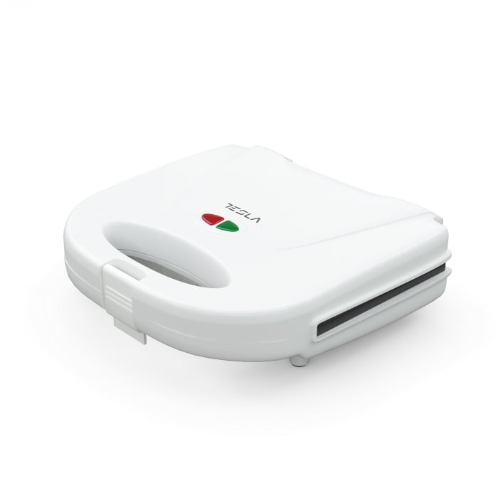 Sandwich-maker Tesla SM100W, 750W, placi antiaderente, indicator luminos, Alb [3]