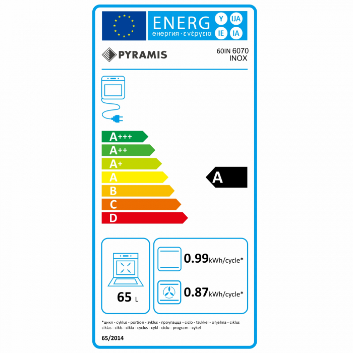 Set incorporabil Pyramis 15P Inox, cuptor electric 65L clasa A cu 8 funcții și Aqua Clean, plită gaz 4 arzătoare cu Wok și butoane rotative mari, hotă telescopică 409 m³/h, finisaj inox modern [5]