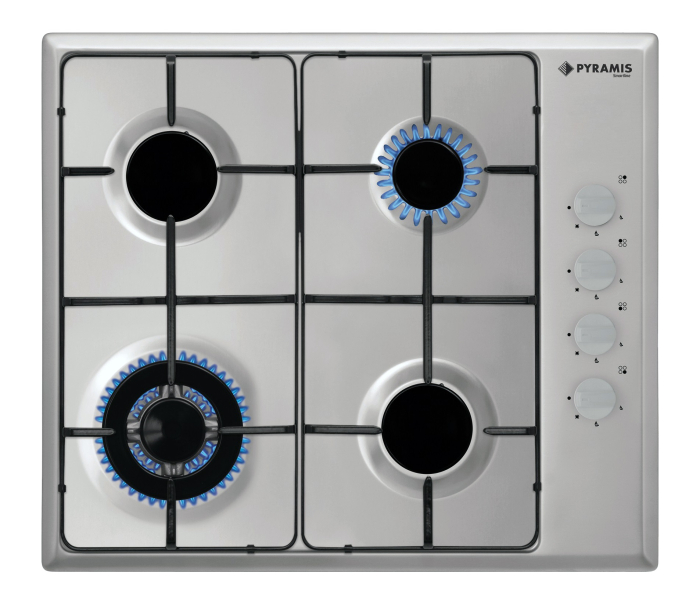 Set incorporabil Pyramis Megalo Premium Inox 2P – cuptor electric 69L, clasa A, 8 funcții, timer mecanic, butoane mari, ghidaje cromate și plită gaz 4 arzătoare cu wok, grătare emailate, inox [3]