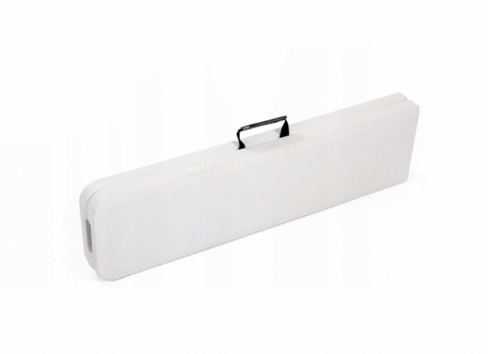 Set Masă cu 2 Bănci Pliabile, Material HDPE Alb, Structură Oțel Ø25mm, Dimensiuni Banca: 182x28x43 cm [5]