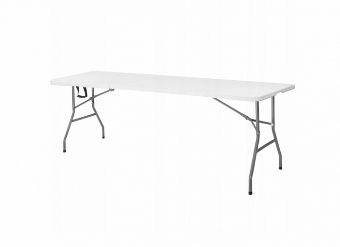 Set Masă cu 2 Bănci Pliabile, Material HDPE Alb, Structură Oțel Ø25mm, Dimensiuni Banca: 182x28x43 cm [3]