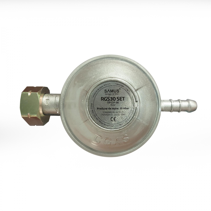 SET –Regulator de gaz butan, 30 mbar, 1,5 kg/h, o treaptă, furtun PVC 1.5 m, Samus RGS30 [2]