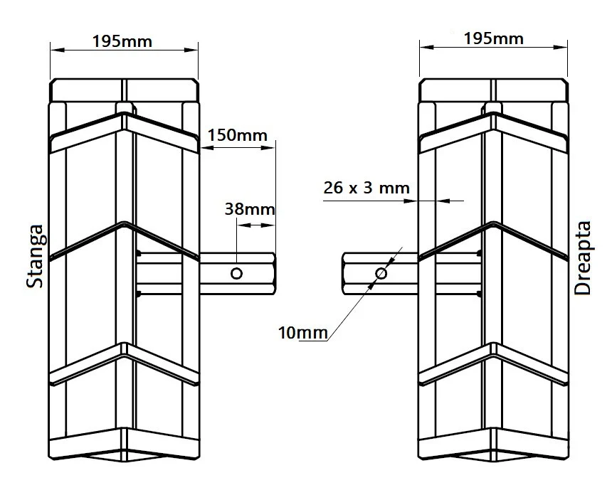 Set roti metalice 470x195 cu manicot, diametru ax 33mm [6]