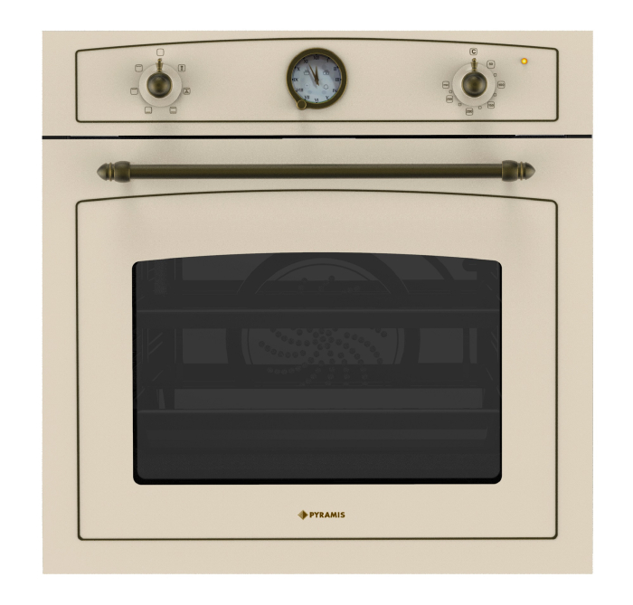 Set Rustic Pyramis 8070 Ivory – cuptor electric 6 funcții, clasa A, volum 64L, ceas analog și plită gaz cu wok și grătare fontă, finisaj antichizat ivory, ideal pentru bucătării rustice și elegante [2]