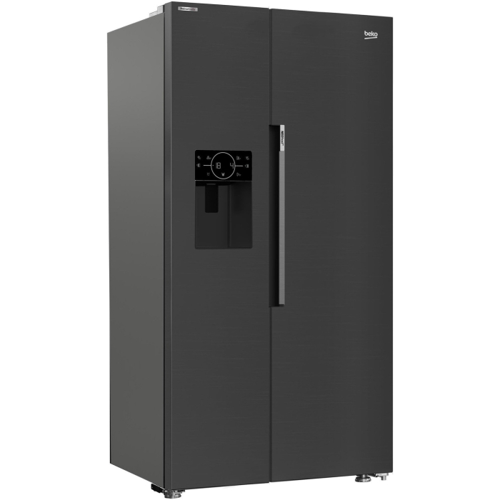 Side by side Beko GN162340XBRN, 571 l, Clasa E, NeoFrost Dual Cooling, HarvestFresh, Ice fall, Water dispenser, Compresor inverter, Display touch control, H 179 cm, Dark Inox [2]