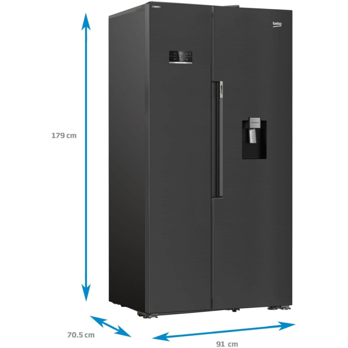 Side by side Beko GN163241DXBRN, 576 l, NeoFrost Dual Cooling, Slim tank water dispenser, Twist Ice Maker, H 179 cm, Clasa E, Dark Inox [5]