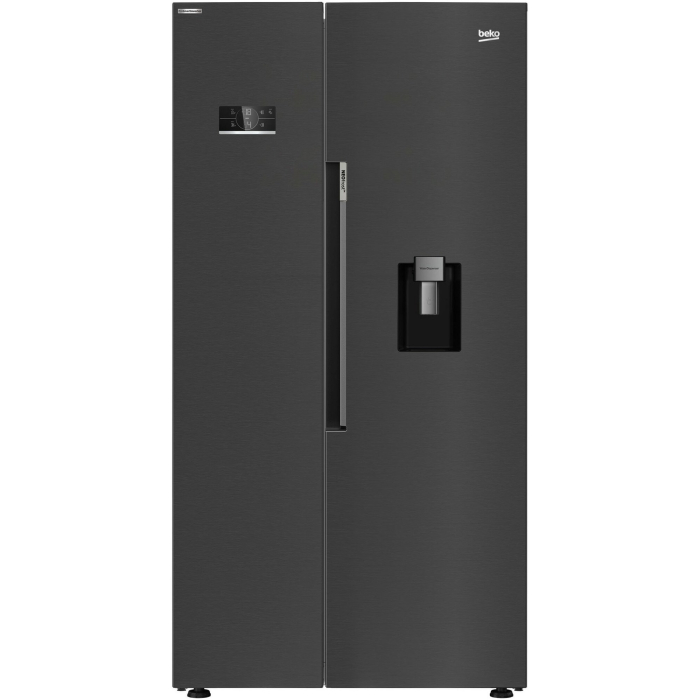 Side by side Beko GN163241DXBRN, 576 l, NeoFrost Dual Cooling, Slim tank water dispenser, Twist Ice Maker, H 179 cm, Clasa E, Dark Inox [1]