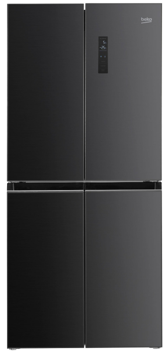 Side by side Beko GNO4031GS, 401 L, Clasa E, NeoFrost Dual Cooling, Compresor Prosmart Inverter, Display touch, H 180 cm, Sticla Gri Antracit [1]