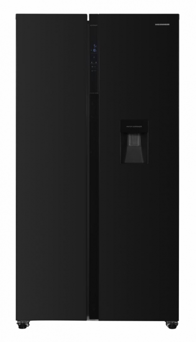 Side by Side Heinner HSBS-H439NFBKWDE++, 436 l, No Frost, Display, Dozator de apa, Functie smart, Functie congelare si racire rapida, Clasa E, H 177, Negru [2]
