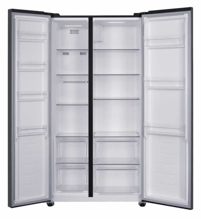 Side by Side Heinner HSBS-HM442NFINVDGE++, Total No Frost, Compresor Inverter, Display Touch LED, 442 L, Clasa E, Gri Antracit Texturat [2]