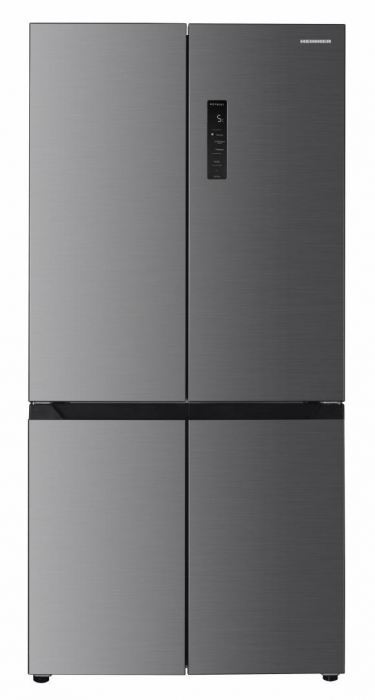 Side by Side Heinner HSBS-HM522MDNFXE++, 522L, 4 Uși, Răcire No-Frost, Congelator 179L, Frigider 343L, Compresor Inverter, Display Touch, Clasă energetică E, Aspect Inox [1]