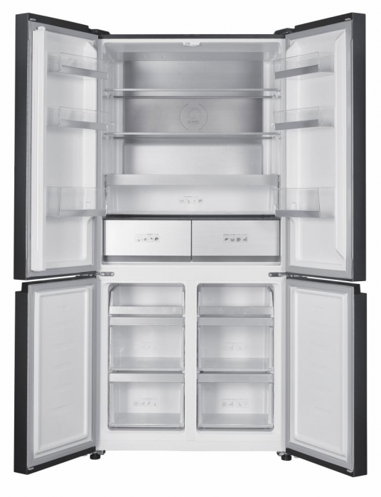 Side by Side Heinner HSBS-HM522MDNFXE++, 522L, 4 Uși, Răcire No-Frost, Congelator 179L, Frigider 343L, Compresor Inverter, Display Touch, Clasă energetică E, Aspect Inox [2]