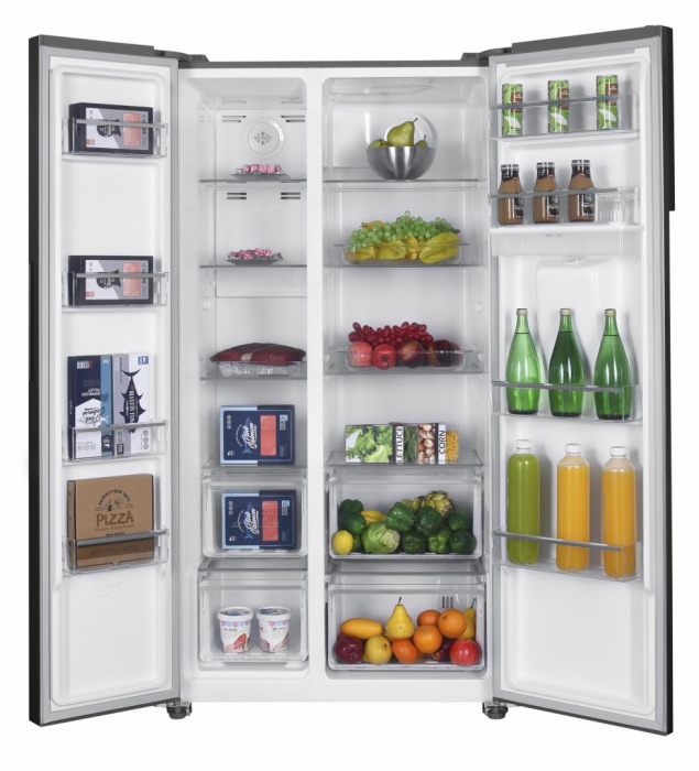 Side by side Heinner HSBS-HM529NFXWDE++, 529 l, Full No Frost, Compersor Dual Inverter, Display LED cu touch, Dozator apa, Iluminare LED, Blocare acces copii, H 177 cm, Inox [2]