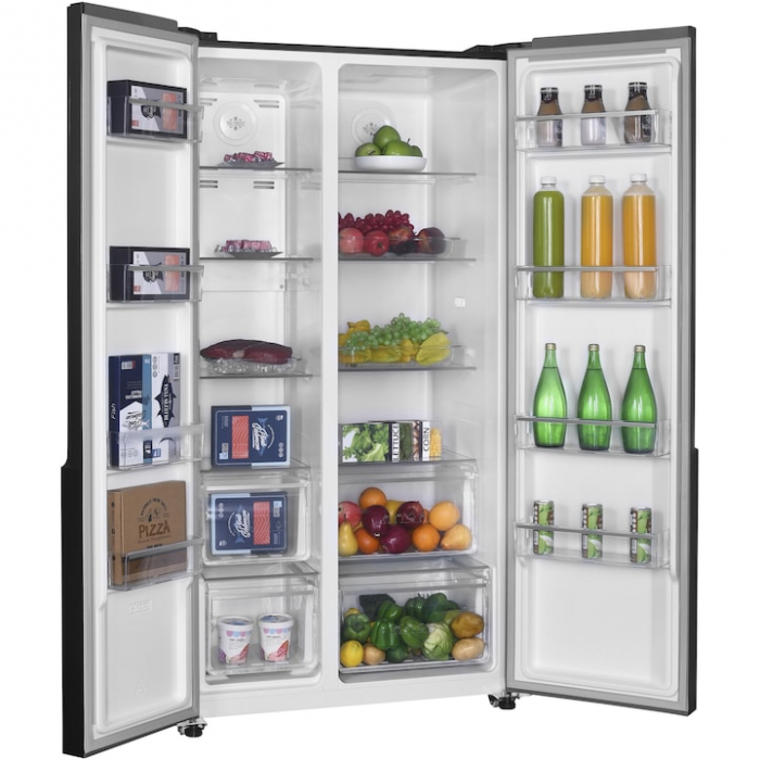 Side by side Heinner HSBS-H532NFGBKF+, 532 l, Full No Frost, Clasa E, Display touch, Blocare acces copii, H 177 cm, Sticla neagra [8]