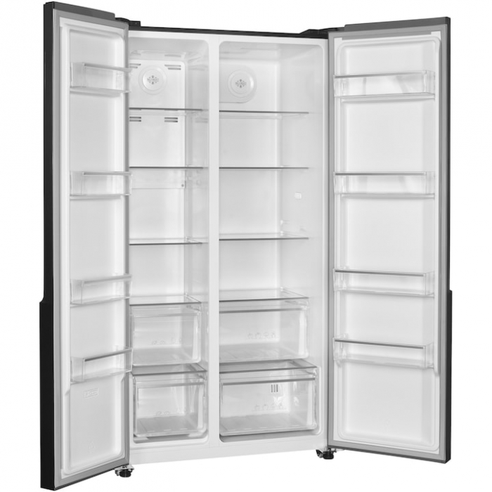 Side by side Heinner HSBS-H532NFGBKF+, 532 l, Full No Frost, Clasa E, Display touch, Blocare acces copii, H 177 cm, Sticla neagra [4]